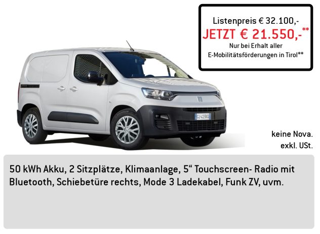 FIAT e-Doblo Kastenwagen Lüftner Edition