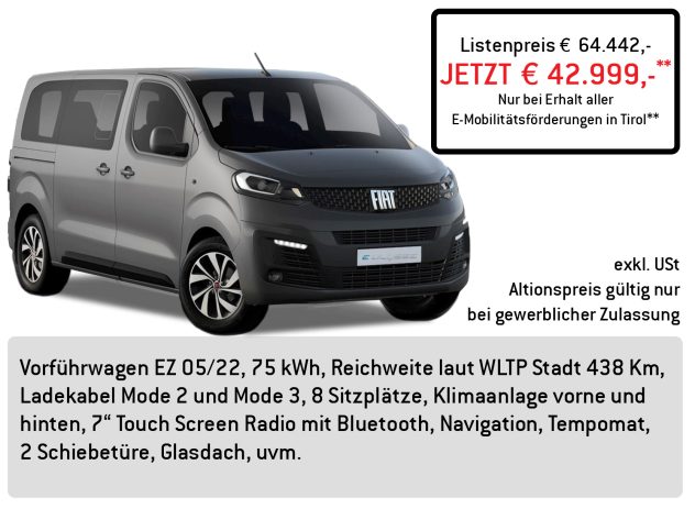 FIAT e-Ulysse 75kwh Lüftner Edition
